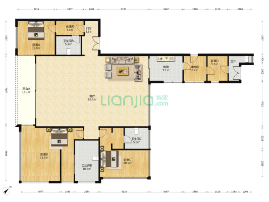 前海金融中心 4室1厅4卫 322平方