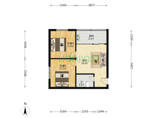 兰州市蔬菜公司家属院 2室1厅1卫 74平方