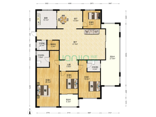 观澜豪庭 4室2厅3卫 187平方