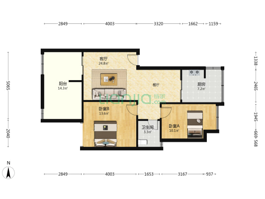 红顶六期 2室1厅1卫 74平方