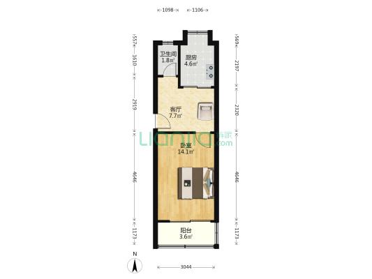 文化宫路48号 1室1厅1卫 41平方