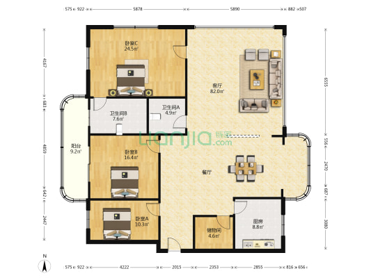 北京路花苑 3室1厅2卫 204平方