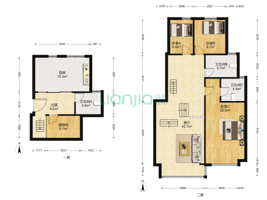 中联皇冠 3室1厅3卫 162平方
