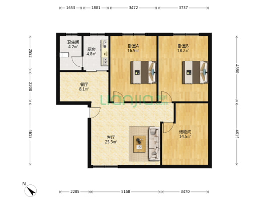 文化馆小区 2室2厅1卫 111平方