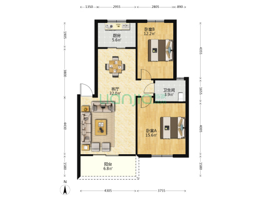 福满园小区 2室1厅1卫 91平方