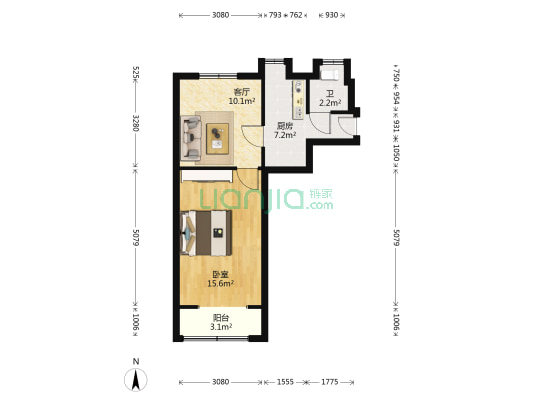 湖北制药厂家属院 1室1厅1卫 50平方