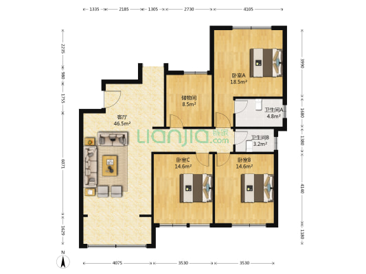 御都豪庭 3室1厅2卫 131平方