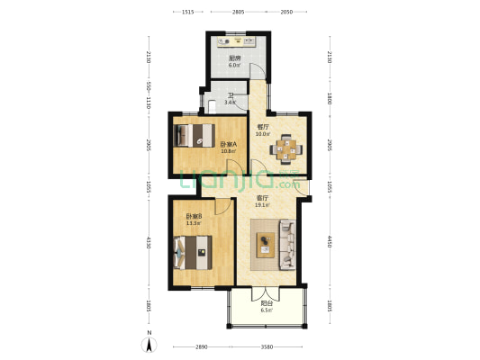 龙芽亭9号 2室2厅1卫 75平方