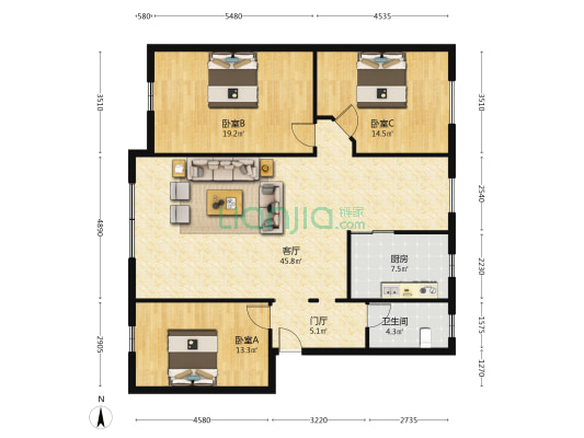 庆祥居 3室1厅1卫 86平方