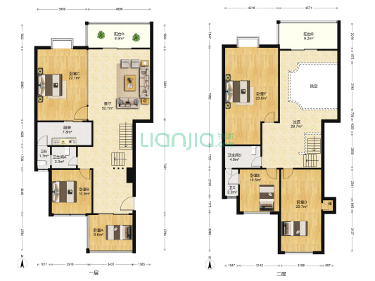 香山海景苑 6室1厅4卫 178平方
