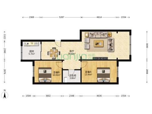 辰光小区 2室1厅1卫 95平方