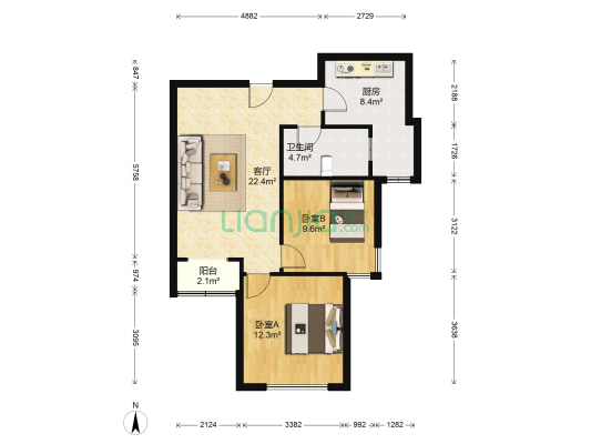 金德园 2室1厅1卫 89平方