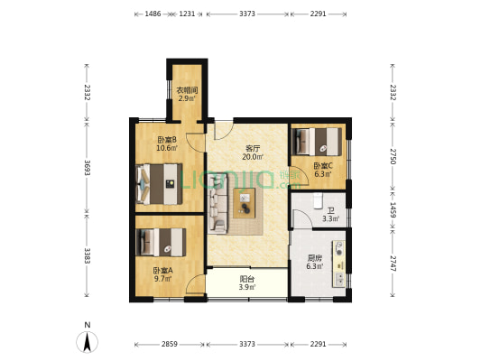 长盛楼 3室1厅1卫 92平方