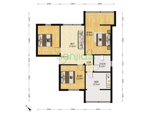 白河巷46号 3室1厅1卫 90平方