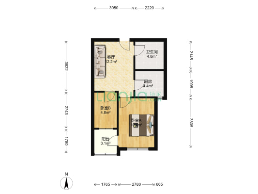 聚贤新区南区 2室1厅1卫 56平方