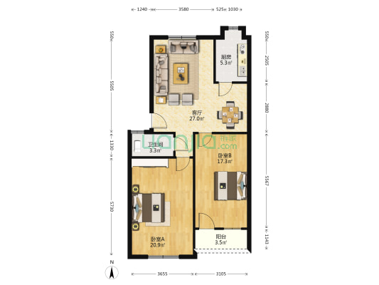 金龙家园 2室1厅1卫 96平方
