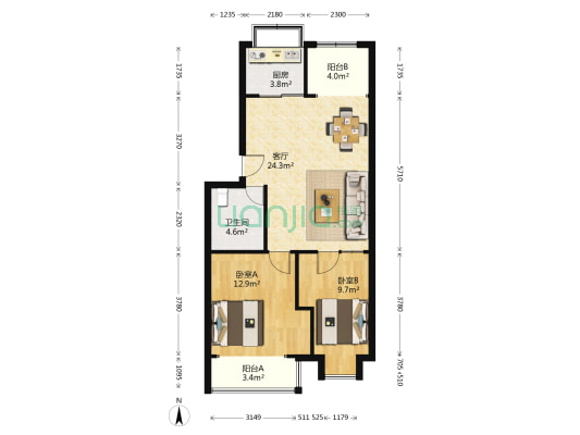 腾远花苑 2室1厅1卫 79平方