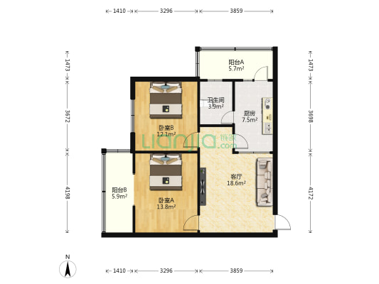 河中巷商业宿舍 2室1厅1卫 70平方