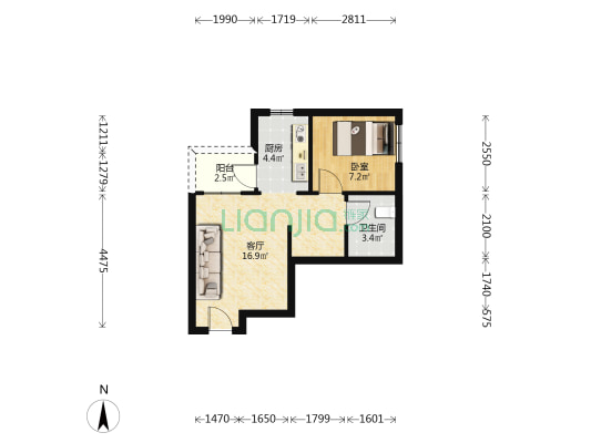 南山南郡 1室1厅1卫 48平方