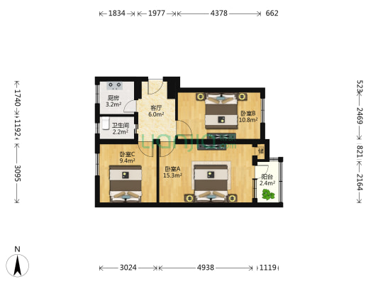 真武庙三里 3室1厅1卫 63平方