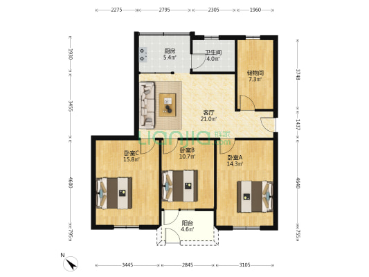 建设二村 3室1厅1卫 94平方