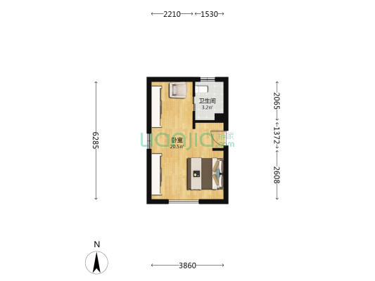 一天下大厦 1室0厅1卫 46平方