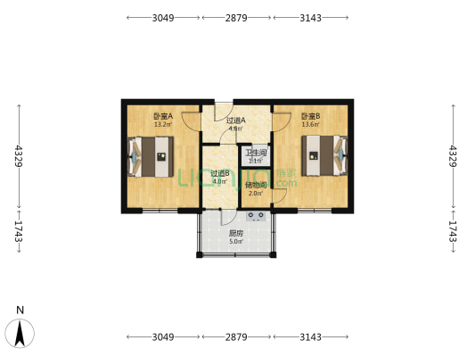 古交办事处宿舍 2室0厅1卫 56平方