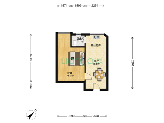 延安东路33号 1室1厅1卫 40平方