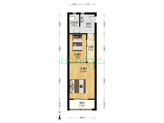 运光路59号 2室0厅1卫 43平方