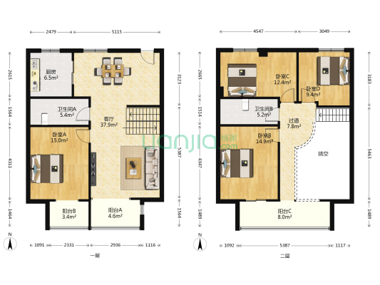锦尚 4室1厅2卫 117平方
