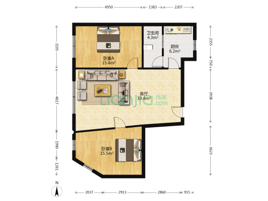 东西大街东二段85号 2室1厅1卫 96平方