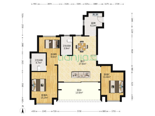 都会外滩 3室1厅2卫 130平方