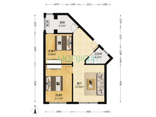 旅游职中教师公寓 2室1厅1卫 71平方