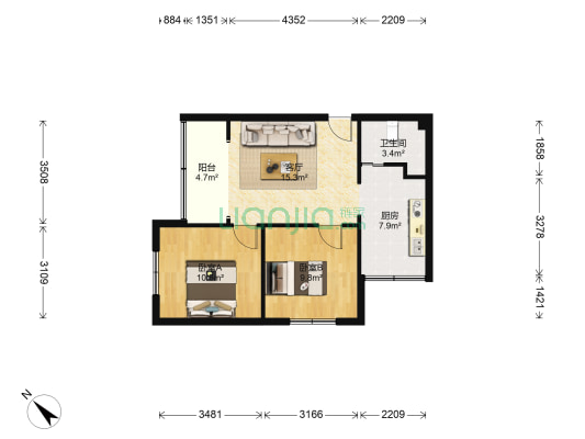 金琴路164号 2室1厅1卫 61平方