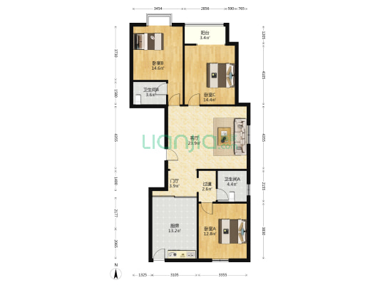 太原国奥城 3室1厅2卫 139平方