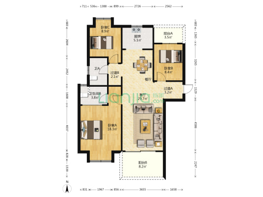 碧桂园翘楚棠 3室1厅2卫 115平方
