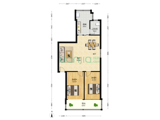 云丰花园 2室1厅1卫 90平方