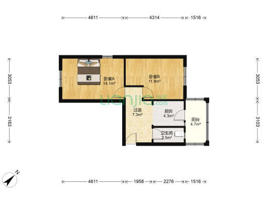 拉萨道 2室0厅1卫 58平方