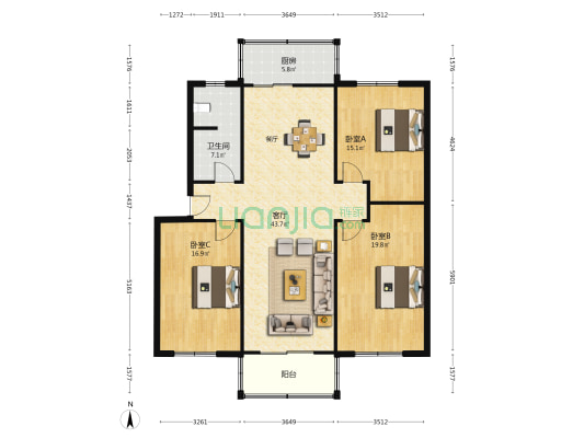 水厂家属楼 3室1厅1卫 132平方