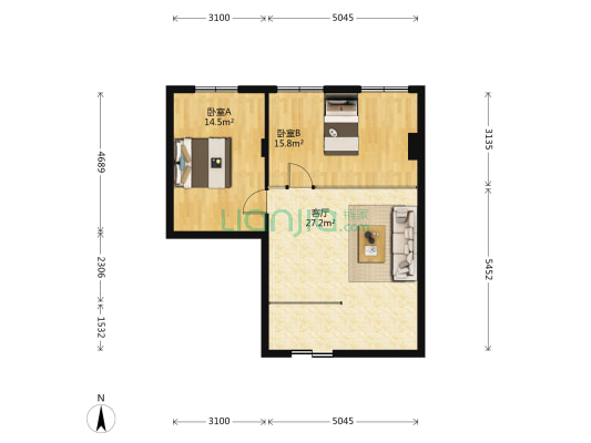 上领大厦 2室1厅0卫 85平方