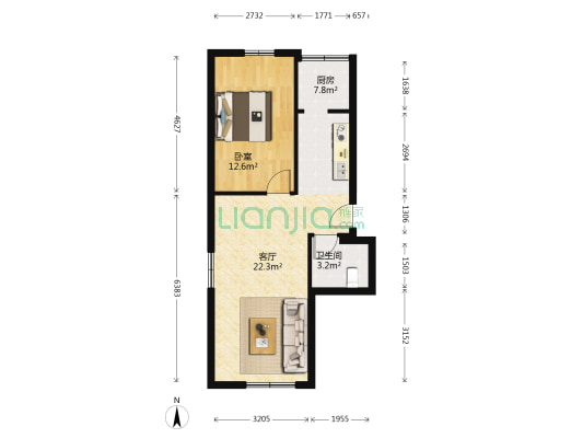 众和城 1室1厅1卫 73平方