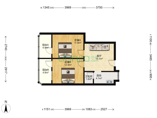 保赤仓居民小区 2室1厅1卫 62平方