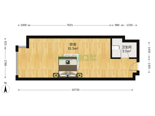 天赋广场 1室0厅1卫 56平方