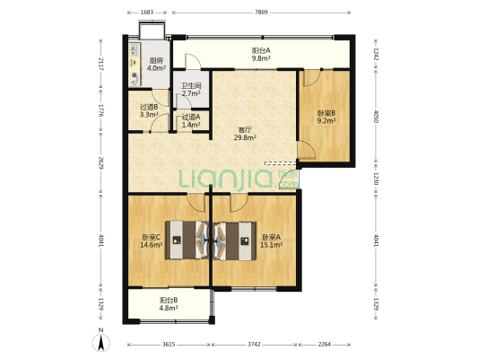 二十六街坊 3室1厅1卫 106平方