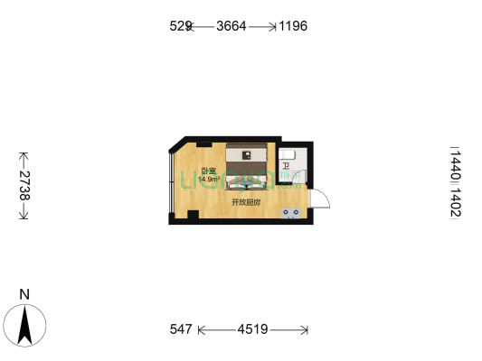 金都大厦（龙华区） 1室0厅1卫 24平方