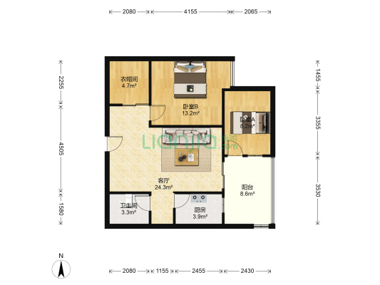 永盛新阳光 2室1厅1卫 81平方
