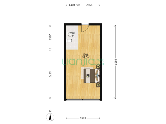 漫乐荟 1室0厅1卫 53平方