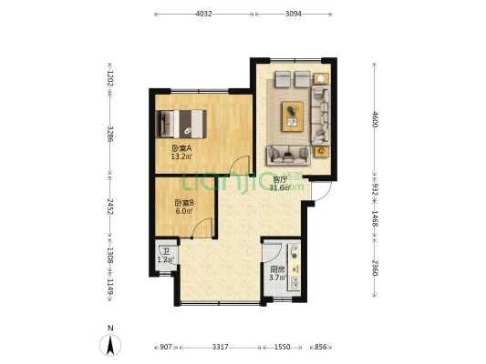 爱民小区 2室1厅1卫 58平方