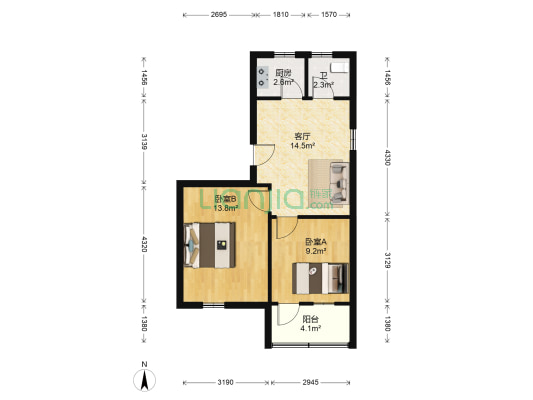 司浜里 2室1厅1卫 55平方