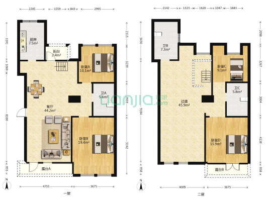 绿城·桂花园 4室1厅3卫 213平方